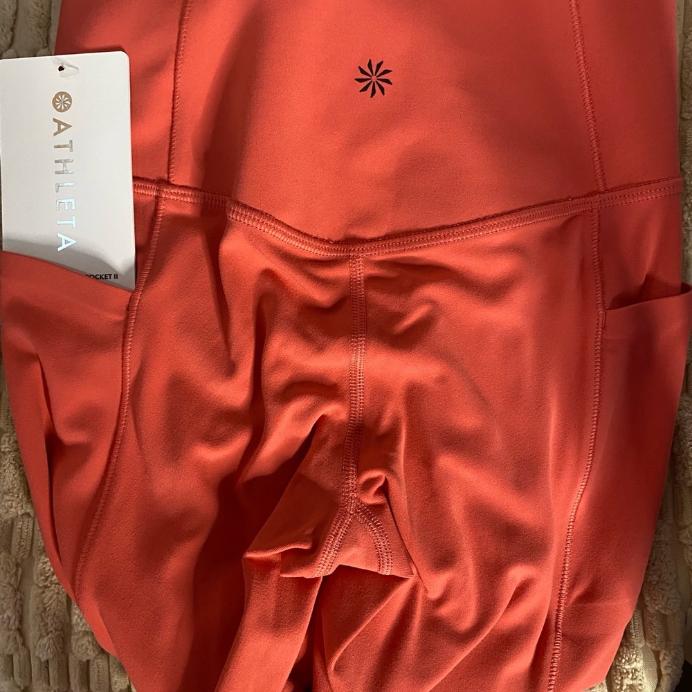 Athleta Orange Capri leggings-High-Waisted Performance